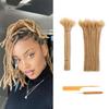 0.6cm Thickness 8 Inch 20 Strands Dreadlock Extensions Human Hair #27 Blond 100% Real Human Hair for Man/Women/Kids Full Handmade Permanent Loc Extensions Bundles Can Be Dyed Bleached Curled view 1