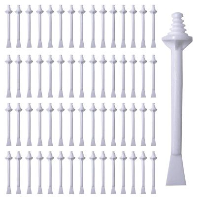 60Pcs Nasal Wax Applicators for Nose Hair Removal, Nostril Cleaning, Eyebrows - Plastic Disposable Wands with Wax Strips (White)