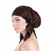 100% Silk Bonnet for Sleeping, Large Silk Sleep Cap with Tie Band for Curly Hair Care - Brown view 1