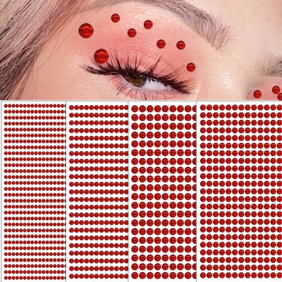 1792 Pcs Self Adhesive Rhinestones for Makeup Face Gems Stick on Face Jewels Eyes Gems Face Stickers Dotting Tools for Nail Art Body Eye Makeup Crafts Decoration Stick on Body Crystal Jewels (Big Red