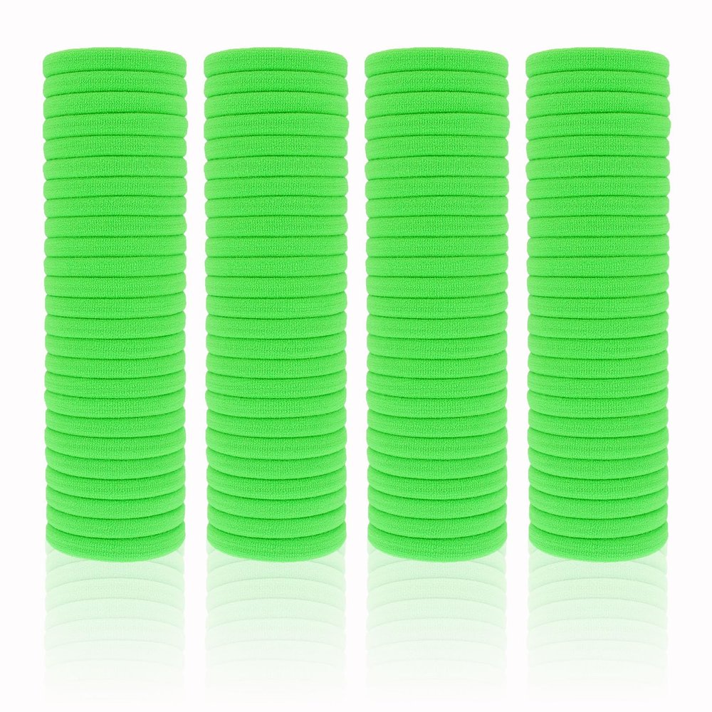 100 Pack Seamless Hair Ties for Women Girls Ponytail Holders for Thick Hair (Green)
