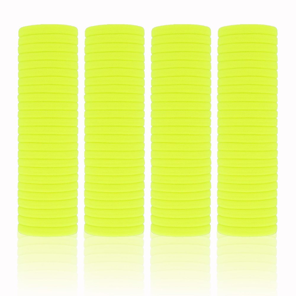 100 Pack Seamless Hair Ties for Women Girls Ponytail Holders for Thick Hair (neon yellow)