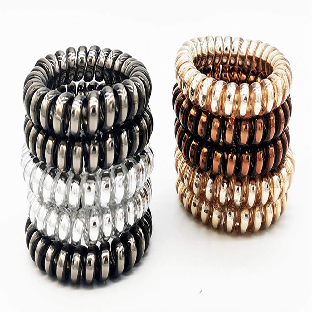 10 PCS Spiral Hair Ties No Damage for Thick Hair, Hair Scrunchies for Women's Hair Ponytail Holders Plastic Hair Elastics Hair Bands Hair Coils
