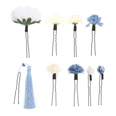 FRCOLOR 9pcs Kimono Hair Accessories Flower Pins and Tassels Elegant Japanese Hair Sticks for Weddings Parties and Photoshoots Traditional Decorative Headdress