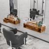 Leadzm Wall Mount Styling Station for Hair Stylist,Beauty Barber Spa Equipment,Salon Cabinet Station with Locking Drawers,Bathroom Dresser with 5 Hair Dryer Holders, Rustic Brown view 3