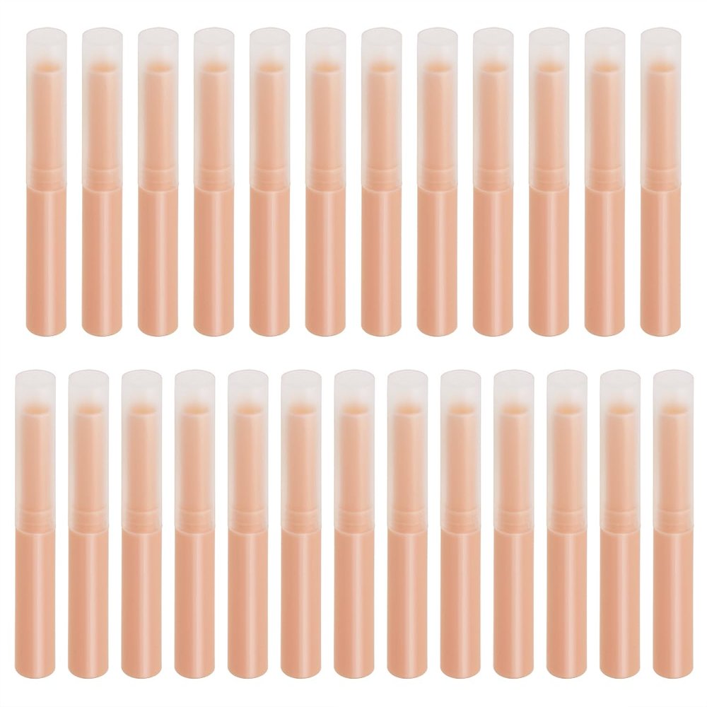 Mini Skater 0.14oz Empty Flavored Lip Balm Container Tubes Plastic Homemade Moisturizing Lip Stick with Caps Bulk Fit for Women Adult DIY Making Supplies, 25 Count (Pink)