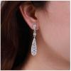 Sttiafay Vintage Rhinestone Teardrop Earrings Silver Long Crystal Earrings Teardrop Cz Earrings Sparkly Rhinestone Bridal Earrings Jewelry for Women view 2
