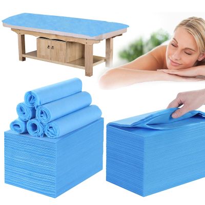 Disposable Bed Sheets for Massage Table 200 Pcs 31" x 71" Waterproof Massage Table Sheets Soft Non Woven Fabric SPA Massage Table Bed Cover Breathable for Beauty Tattoos Waxing Travel (Blue)
