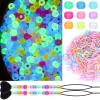 1605pcs Beads for Hair Braids Kit Including 600pcs 9x6mm Pony Beads, 1000pcs Elastic Rubber Bands, and 5pcs Quick Beaders for Kids Hair Braids(Glow in The Dark) view 1