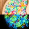 1605pcs Beads for Hair Braids Kit Including 600pcs 9x6mm Pony Beads, 1000pcs Elastic Rubber Bands, and 5pcs Quick Beaders for Kids Hair Braids(Glow in The Dark) view 2