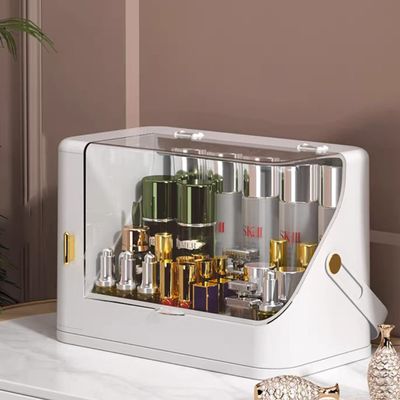 2023 Makeup Organizer, Portable Makeup Dustproof Cosmetic Storage Box Large Capacity Cosmetic Display Case Countertop Skin Care Organizer Suit for Cosmetics Skincare Jewelry Lipstick,Multi colored