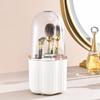 360 Rotating Makeup Brush Holder Makeup Perfume Organizer Rotatable Clear Acrylic Cosmetic Brushes Storage Case Display with Lid,White view 1