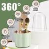 360 Rotating Makeup Brush Holder Makeup Perfume Organizer Rotatable Clear Acrylic Cosmetic Brushes Storage Case Display with Lid,White view 2