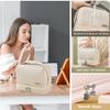 3-Piece Cute Cosmetic Bag Set - Waterproof Leather Makeup & Toiletry Organizer with Handles & Zipper, Travel-Friendly Women's Bags (Off-White) view 2