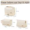 3-Piece Cute Cosmetic Bag Set - Waterproof Leather Makeup & Toiletry Organizer with Handles & Zipper, Travel-Friendly Women's Bags (Off-White) view 3