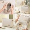 3-Piece Cute Cosmetic Bag Set - Waterproof Leather Makeup & Toiletry Organizer with Handles & Zipper, Travel-Friendly Women's Bags (Off-White) view 4