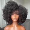 Afro Kinky Curly Wig Human Hair With Bangs Brazilian Virgin Human Hair Bang Wigs Glueless O Scalp Top Wig Short Curly Wigs For Black Women 200 Dnesity 12Inch view 1