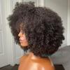 Afro Kinky Curly Wig Human Hair With Bangs Brazilian Virgin Human Hair Bang Wigs Glueless O Scalp Top Wig Short Curly Wigs For Black Women 200 Dnesity 12Inch view 2