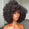 Afro Kinky Curly Wig Human Hair With Bangs Brazilian Virgin Human Hair Bang Wigs Glueless O Scalp Top Wig Short Curly Wigs For Black Women 200 Dnesity 12Inch view 3