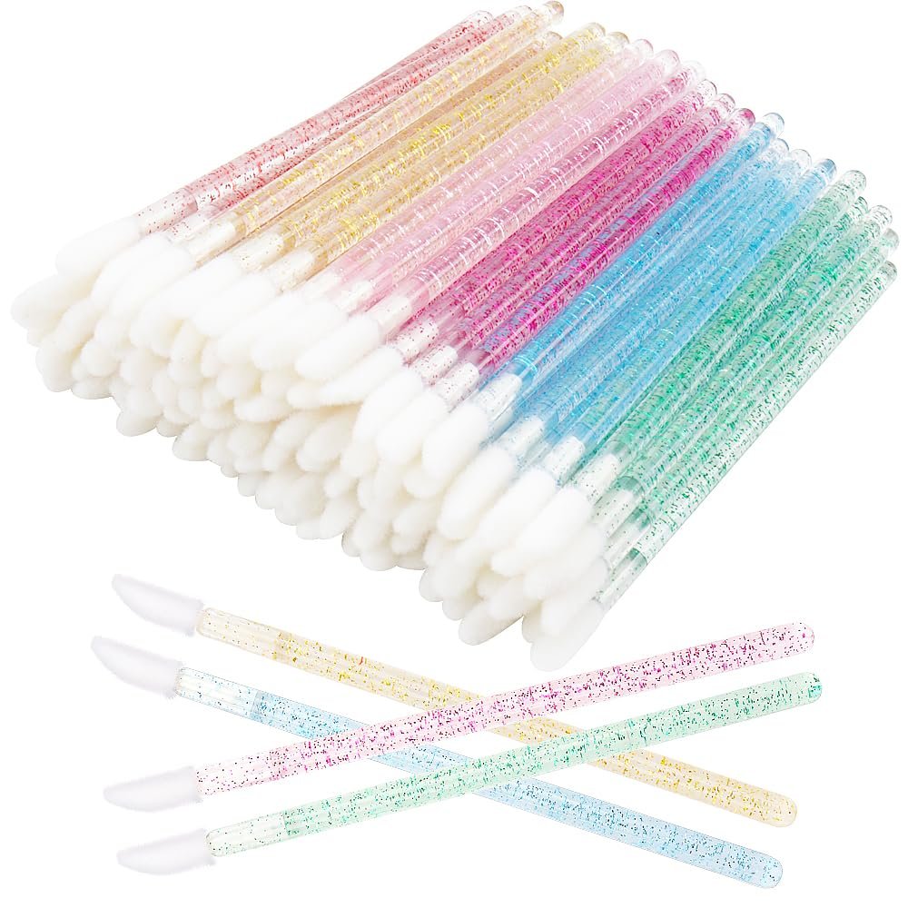 300 Pieces Disposable Lip Brushes Premium Lipstick Gloss Wands Applicator Makeup Tool Kits (Mixed 6 color)