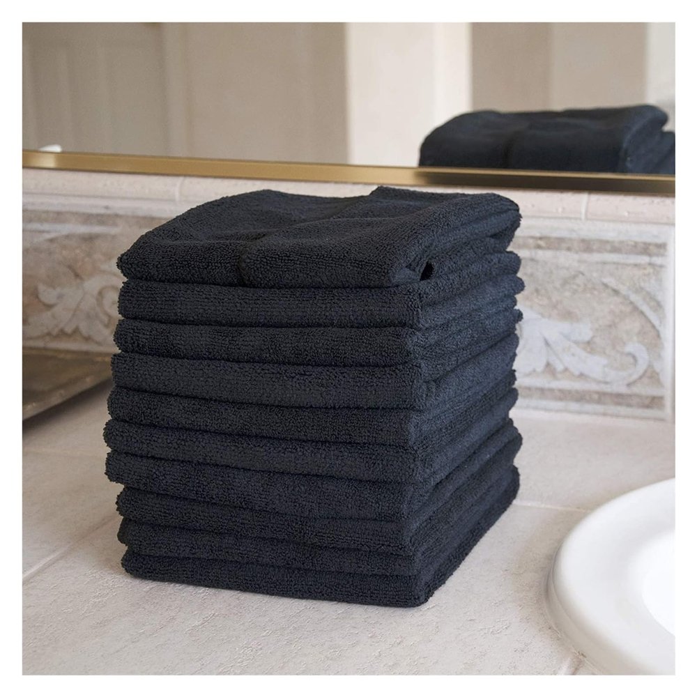 CLENEA Black Beauty Salon Hair Spa Bath Drying Towels Pack of 5 (Color : Black, Size : 2PCS_50X100CM)