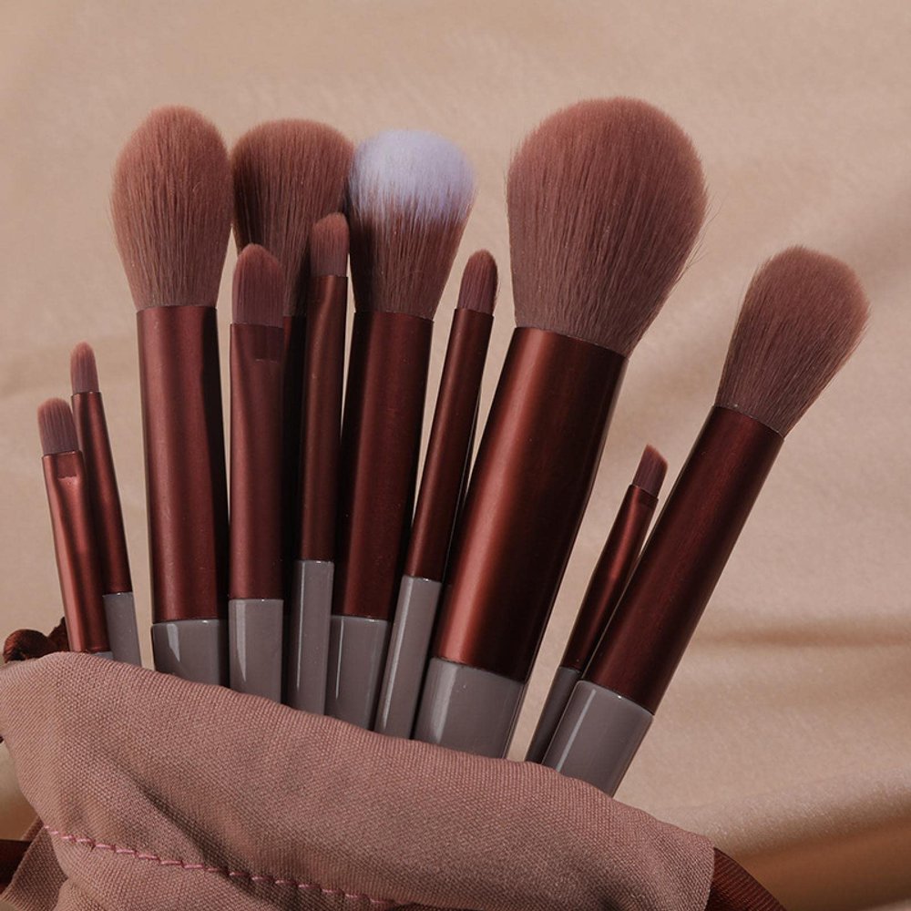 13 Four Seasons Green Makeup Brush Set Portable Soft Hair Blush Brush Eyeshadow Brush Full Set of Make-up Tools