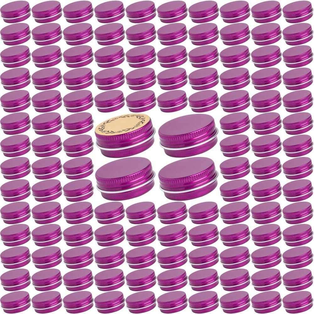 270pcs 0.5 oz / 15ml Bulk Packaging Screw Top Aluminum Tin Jar with Screw Lid and Blank Labels (Purple)