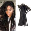 0.8cm Width 12Inch 100 Strands Dreadlock Extensions Real Human Hair 100% Handmade Permanent Loc Extensions Human Hair for Women/Men Can Be Curled and Bleached(width 0.8cm #1B color) view 1