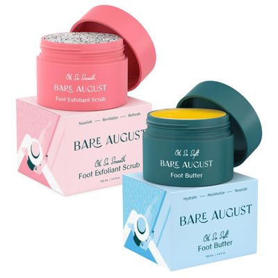 Bare August Foot Scrub Exfoliator & Foot Cream for Dry, Cracked Feet