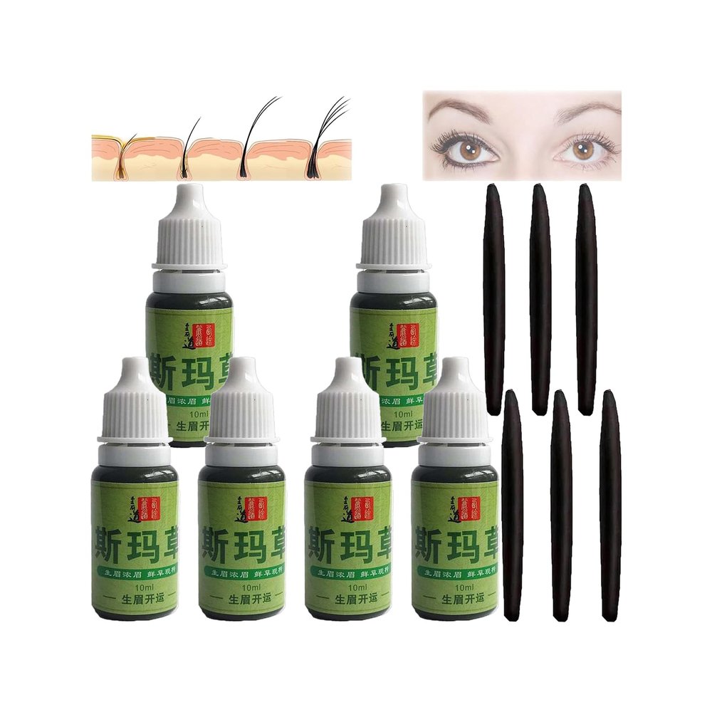 Usma Grass Extract Essence, USMA Oil with Usma Grass Stick, Usma Grass Juice Raw Brow Grass Syrup, Usma Grass Stick Eyebrow Raising Pencil, USMA Grass Care Cilia Growth Nourishing Liquid (6set)