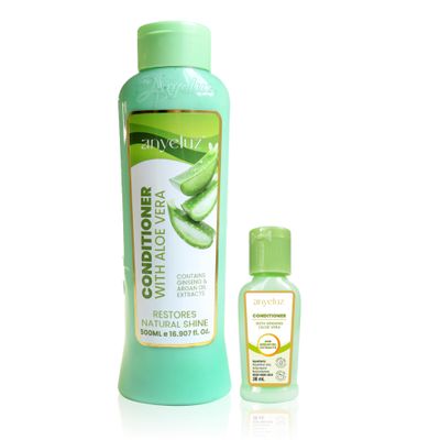 ANYELUZ Aloe Vera Argan Oil Conditioner Duo Pack, Full Size + Travel Bottle, Hydrating Nourishing Formula, Detangler for All Hair Types