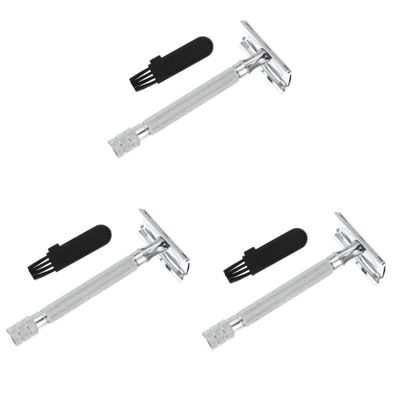 FOMIYES 3pcs Manual Safety for Men Ergonomic Grip Beard Shaver Reusable and Shaving Tool Old Fashioned Design