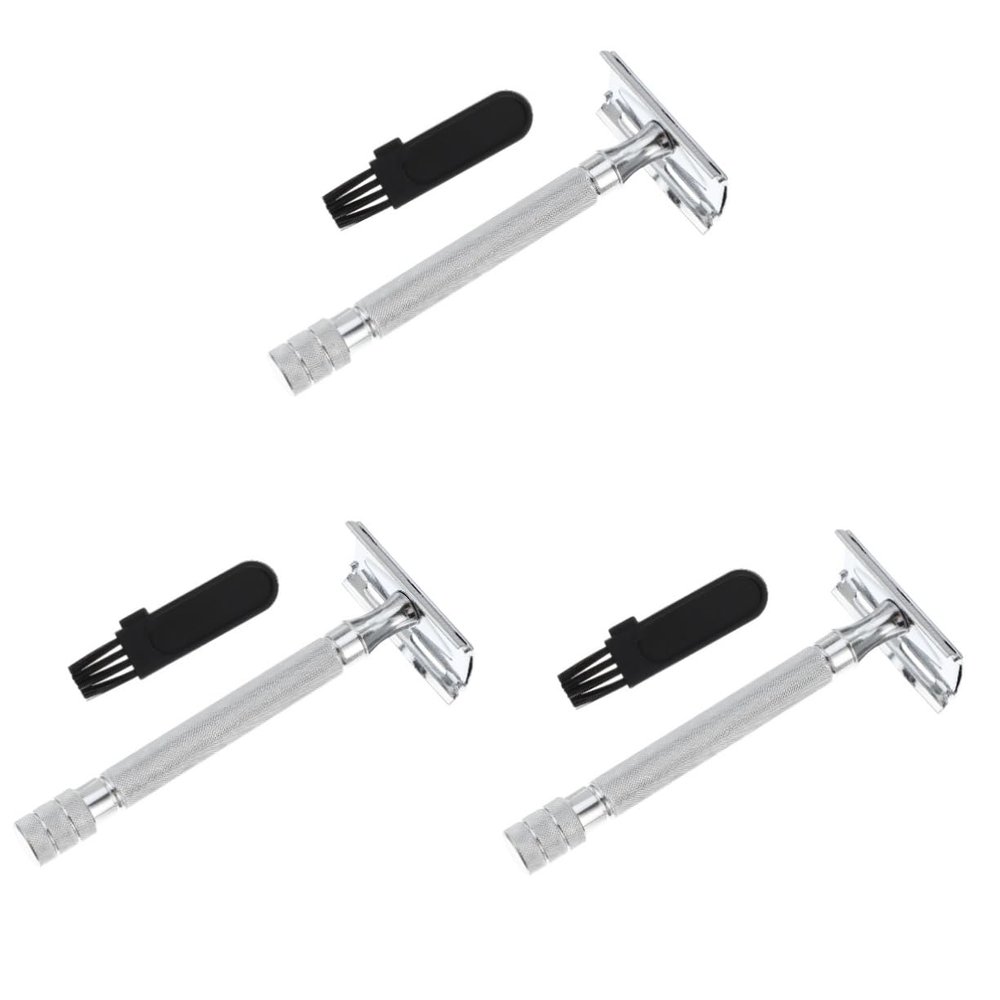 FOMIYES 3pcs Manual Safety for Men Ergonomic Grip Beard Shaver Reusable and Shaving Tool Old Fashioned Design