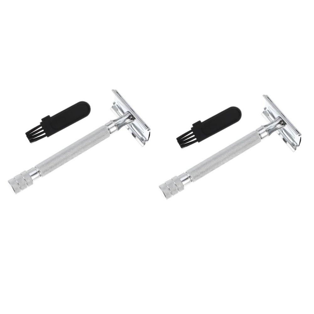 FOMIYES 2pcs Safety Shaving for Men Reusable Design for Comfortable Blade Replacement Includes Brush