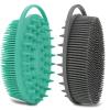 2 Pack Silicone Body Scrubber, Loofah Double-Sided Body Brush,Shower Scrubber and Scalp Massager Shampoo Brush for Sensitive Kids Women Men All Kinds of Skin (Green & Gray) view 1