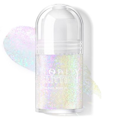 HOSAILY Roll-on Holographic Body Glitter Gel for Face Hair, Chameleon Color Changing Glitter Gel Under Light, Chunky Mermaid Sequins Festival Party Rave Accessories Shimmer Makeup (10# Neon Violet)