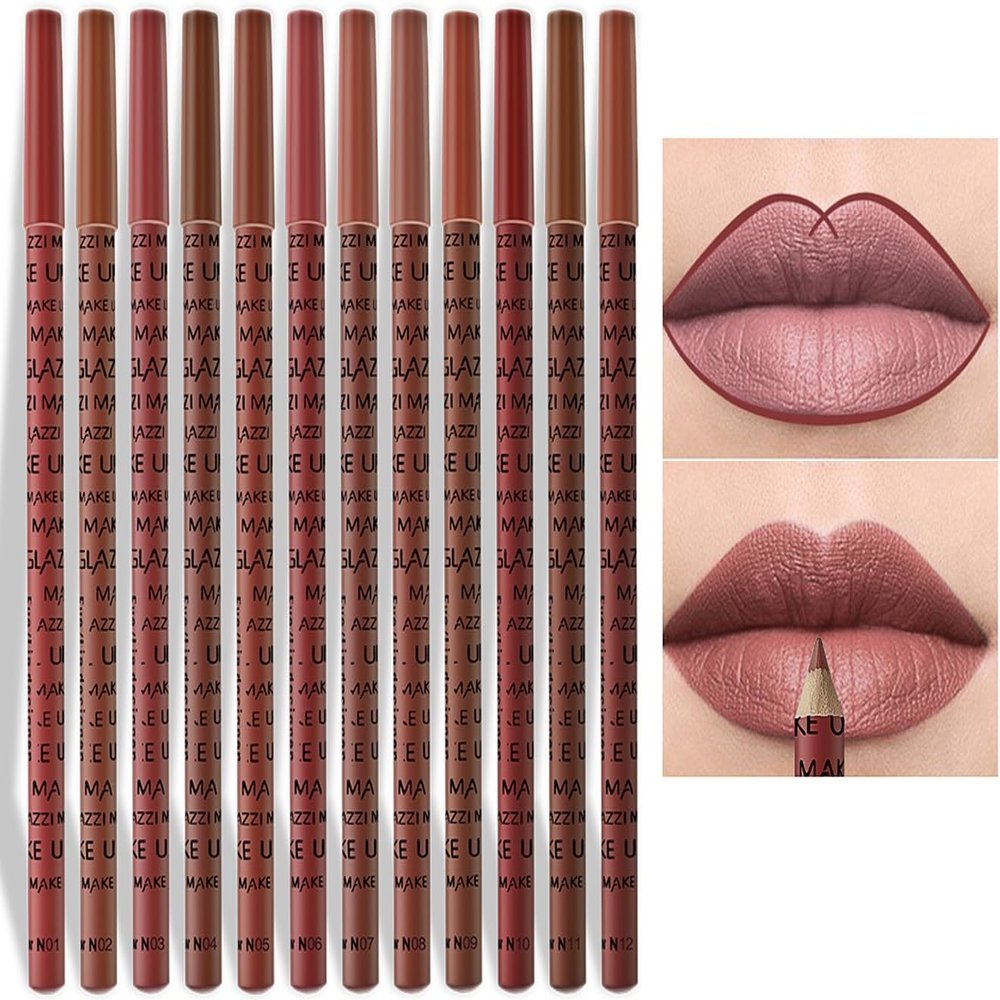 12 Colors Lip Liner Set Lip Liner Pencil Lip Pencil Set Lipstick Sets Long-Lasting Lipstick Lip Liner Creamy Lip Liner Makeup