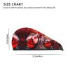 UNIOND Red Wine Glass Cheers Printed Hair Drying Towel Quick Dry Absorbent Coral Velvet Dry Hair Cap with Button Fixed for Drying Long Thick Hair view 4