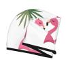 UNIOND Palm Leaf and Flamingos Couple Printed Hair Drying Towel Quick Dry Absorbent Coral Velvet Dry Hair Cap with Button Fixed for Drying Long Thick Hair view 3