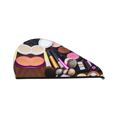 UNIOND Make-up Party Printed Hair Drying Towel Quick Dry Absorbent Coral Velvet Dry Hair Cap with Button Fixed for Drying Long Thick Hair