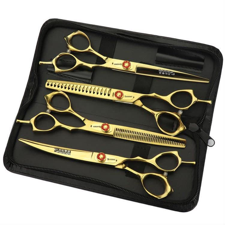6/7-inch professional hair styling set with sharp blades and easy to trim, suitable for barbers, hair salons, and salon studios. (7 in-4pc-B)