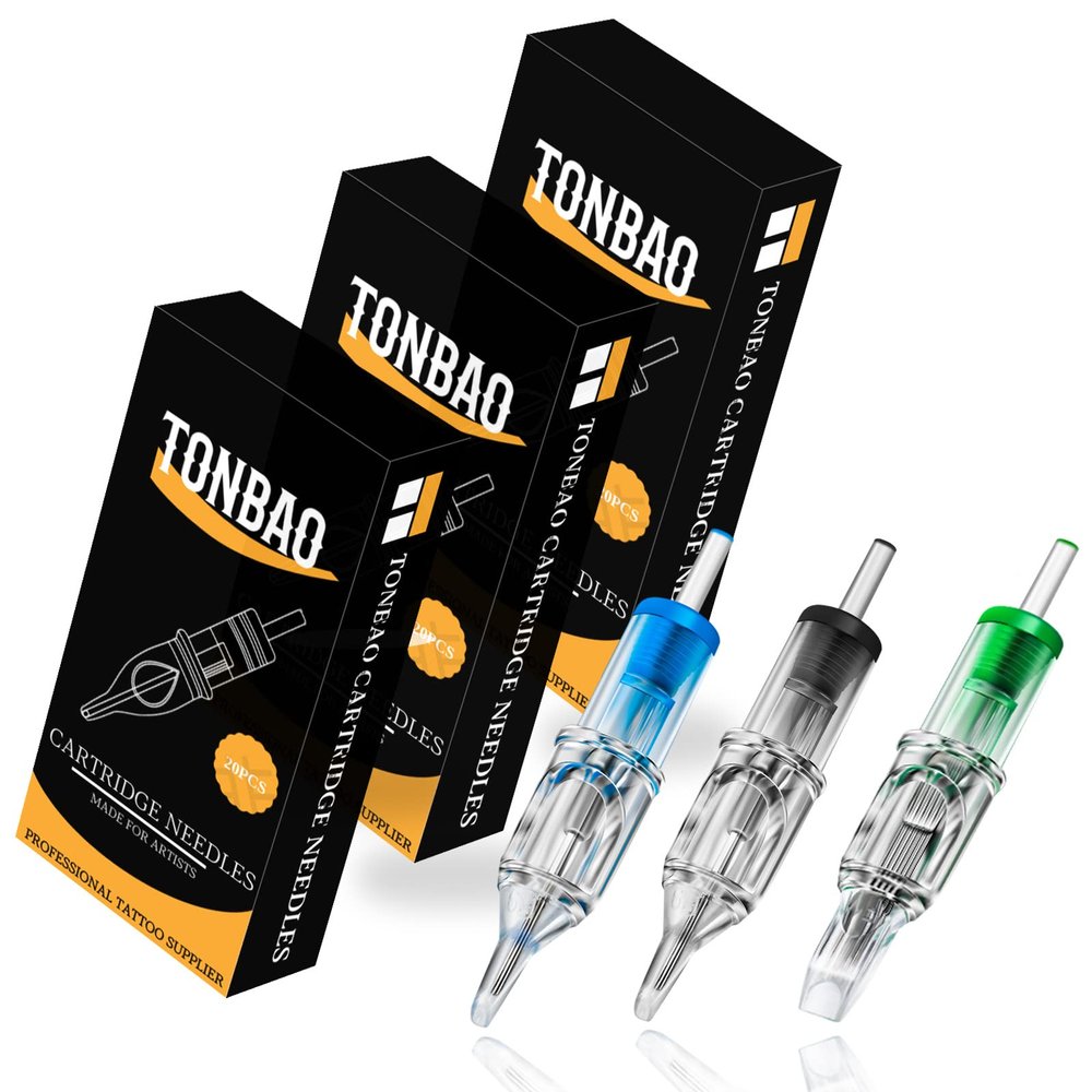 TONBAO Tattoo Cartridges Needles - 60pcs Assorted Disposable Tattoo Needles Cartridge Round Liner Shader Magnum 3RL 5RL 7RS 9RS 7M1 9M1 Mixed 0.35mm for Tattoo Artists