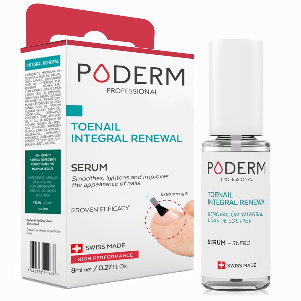 PODERM 2 in 1 TOENAIL INTEGRAL RENEWAL Restores Appearance of Discolored/Damaged Nails Toe and Fingernail Repair 100% Natural Ingredients and Vegan Quick & Easy Swiss Made