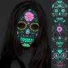2023 New Funny Halloween Luminous Temporary Tattoos Stickers 2 Pcs,Glow In Dark Sugar Skull Face Stickers Colorful, Adults Day Of Dead Nightmare Face Tattoos Waterproof 3d Facial Party (03) view 2