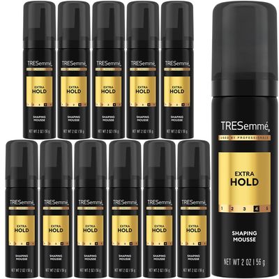TRESemm Shaping Mousse, Travel-Size, Extra Hold 12-Pack Moisturizing Hair Mousse for Sculpting, 24H Frizz Control, 2 Oz Ea