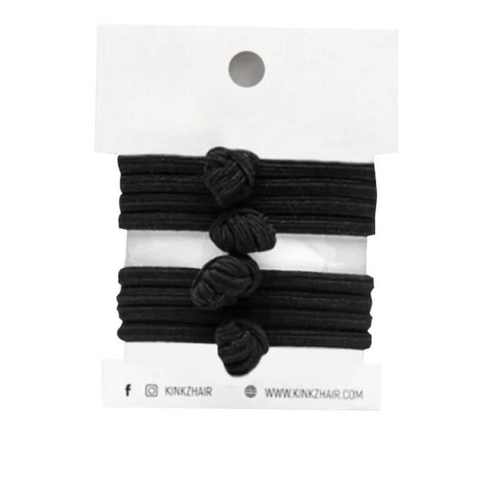 "Kinkz 5-Inch Extra Strong Hair Ties for Thick and Curly Hair - Pack of 2, No-Slip Grip, Elastic Ponytail Holders, Gentle and Comfortable, Seamless Seamless Elastic Bands, Damage-Free Hair Accessories, Long-lasting Performance, Black Hair Ties, Soft