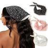AWAYTR 3Pcs Hair Bandanas Head Kerchief for Women Girls Tie-Back Boho Hair Scarf Headband Bandana Triangle Head Scarf (Flower - White/Pink/Black) view 1