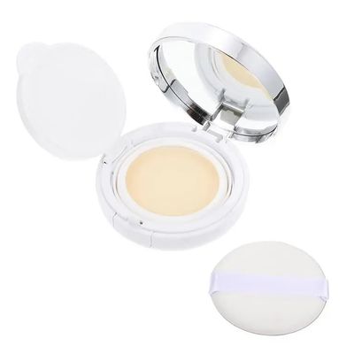 Tvoip 15g 0.5oz Empty Luxurious White Silver Edge Portable Air Cushion Puff Box BB Cream Container Dressing Case Powder Box with Air Cushion Sponge Powder Puff and Mirror