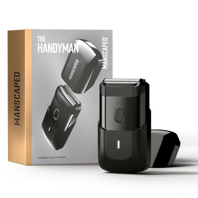 MANSCAPED The Handyman Compact Face Shaver  Portable Mens Travel Facial Hair Groomer, USB-C Rechargeable Razor, Electric Foil Face Shaver, Waterproof, Cordless, Dual-Action SkinSafe Foil Blades