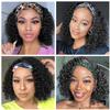 Unvizossa Curly Headband Wig Human Hair 8 Inch Deep Wave Human Hair Wigs for Black Women Machine Made No Lace Deep Curly Headband Wig 150% Density Natural Black Color view 2